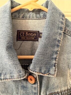 Ci Sono Pale Blue Denim Jacket with Copper Button
